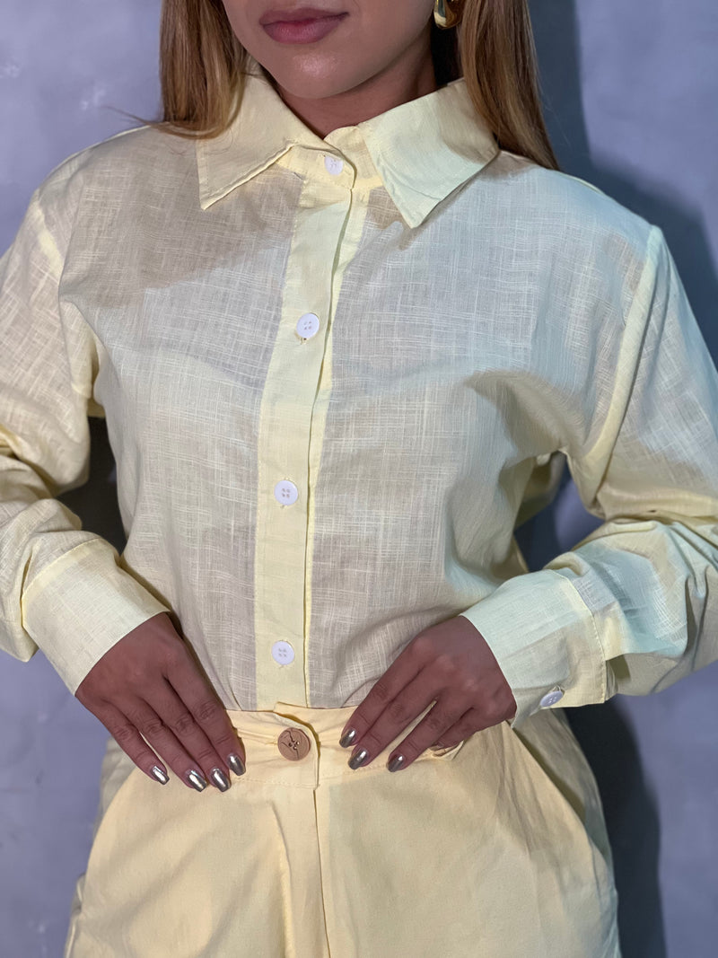 Camisa de Linho Amarela - Feminino