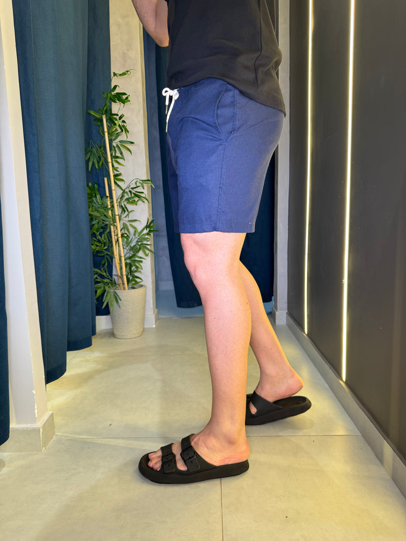 Short de linho Azul Marinho