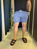 Short de linho Azul