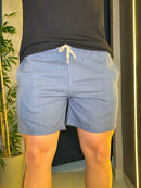 Short de linho Azul