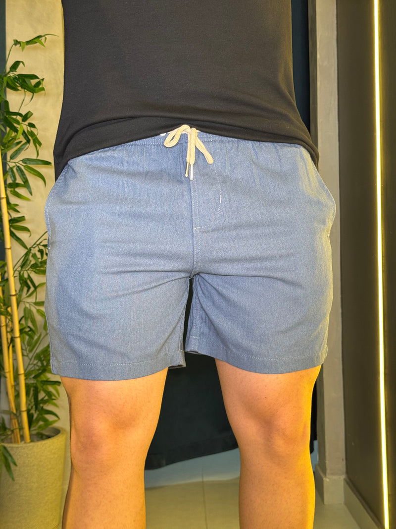 Short de linho Azul