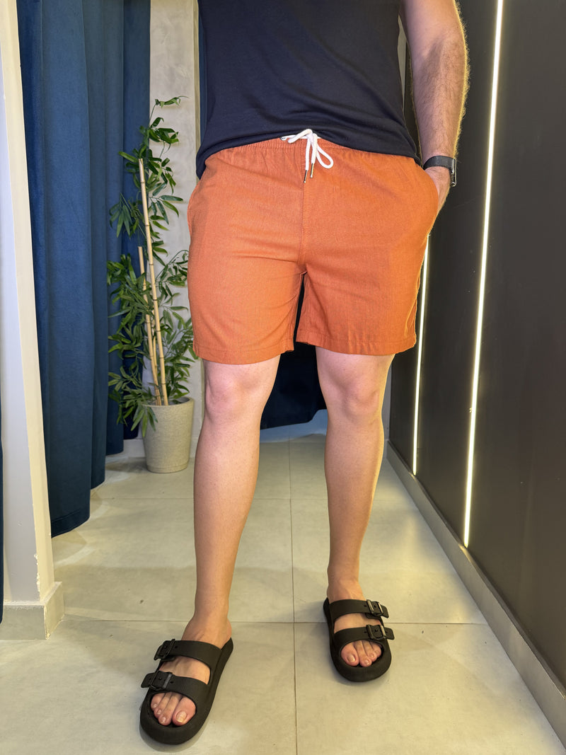 Short de linho Caramelo