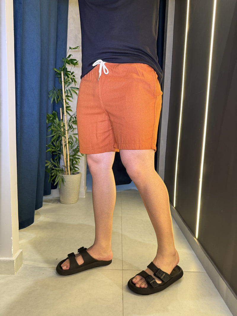 Short de linho Caramelo