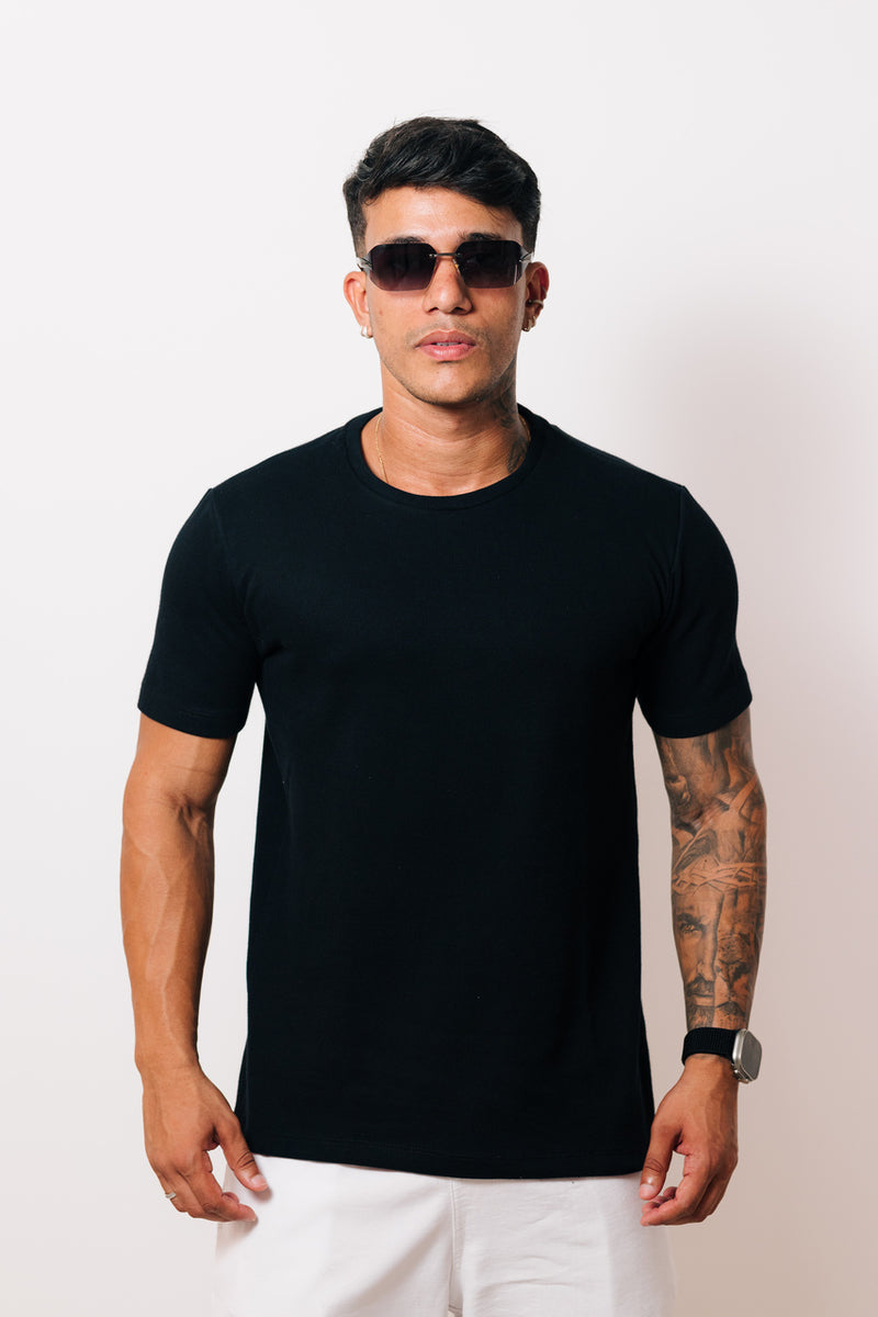 Camisa Canelada Preta