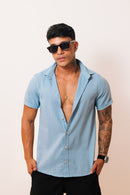 Camisa de Linho Azul Bebê