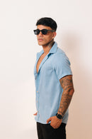 Camisa de Linho Azul Bebê