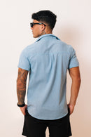 Camisa de Linho Azul Bebê