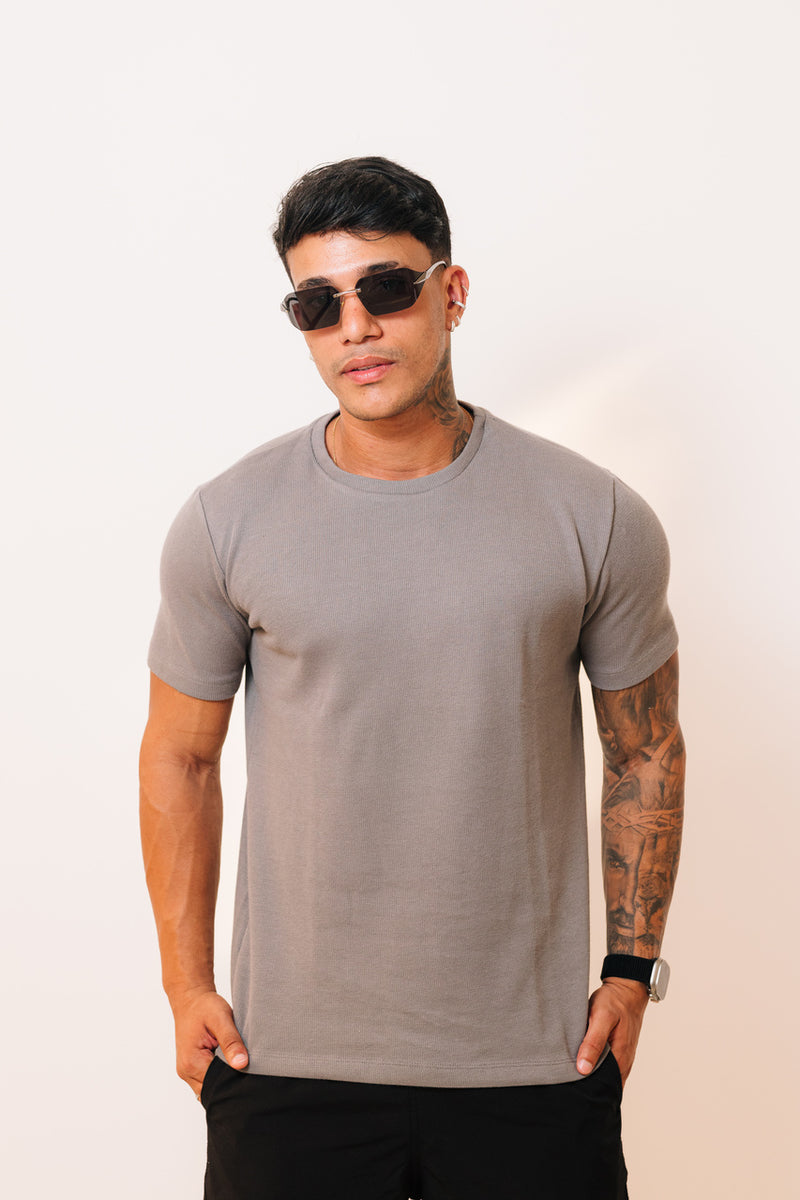 Camisa Canelada Cinza