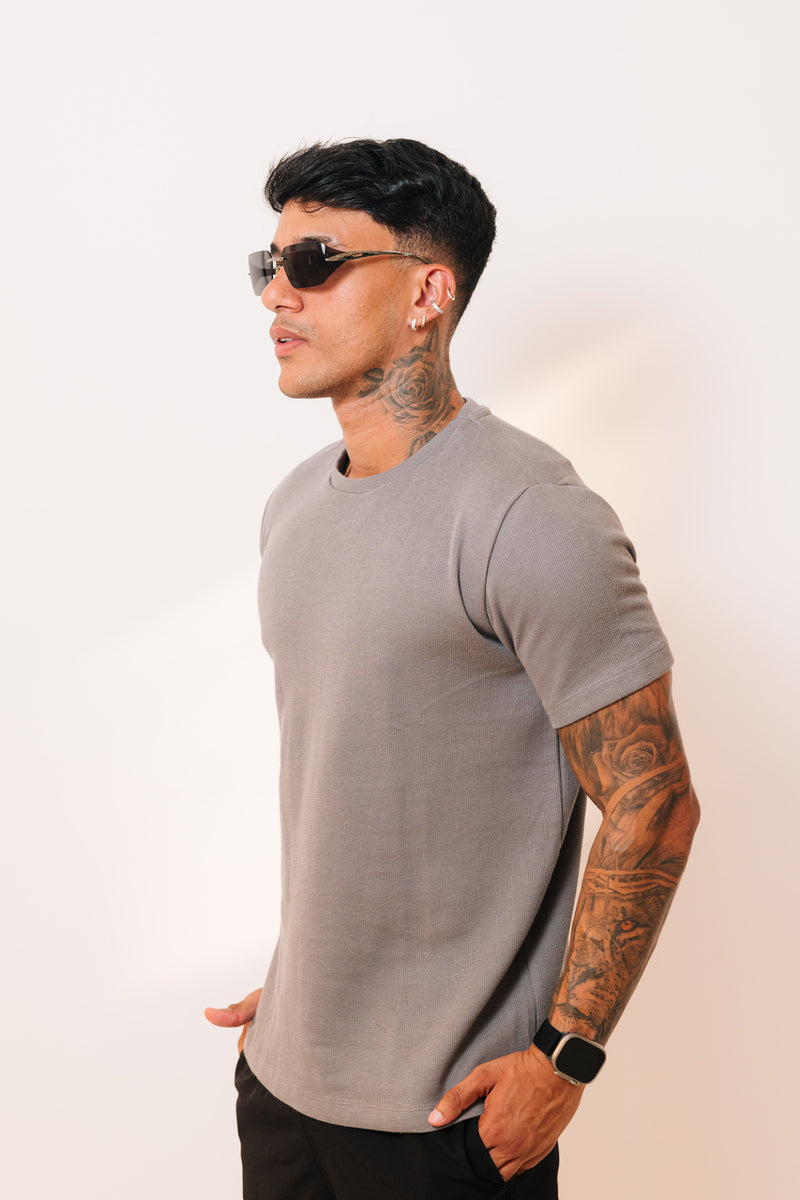 Camisa Canelada Cinza