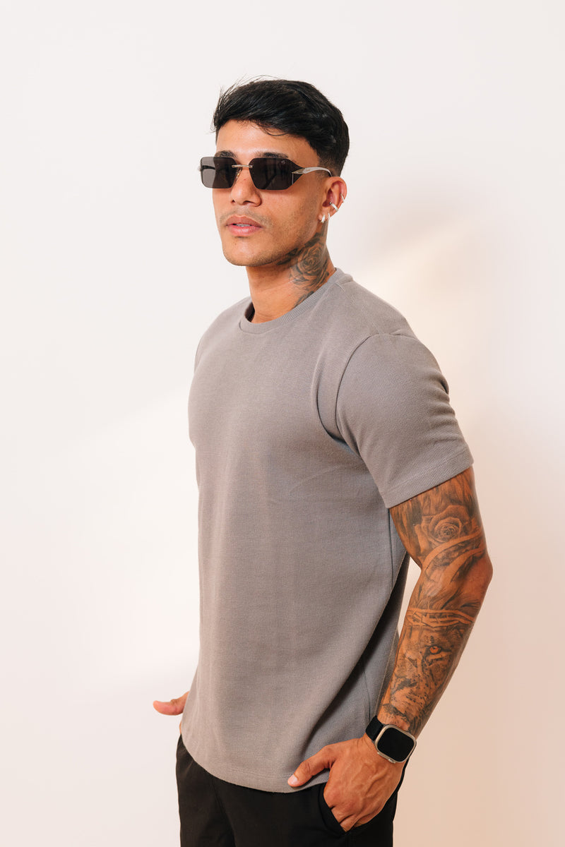 Camisa Canelada Cinza
