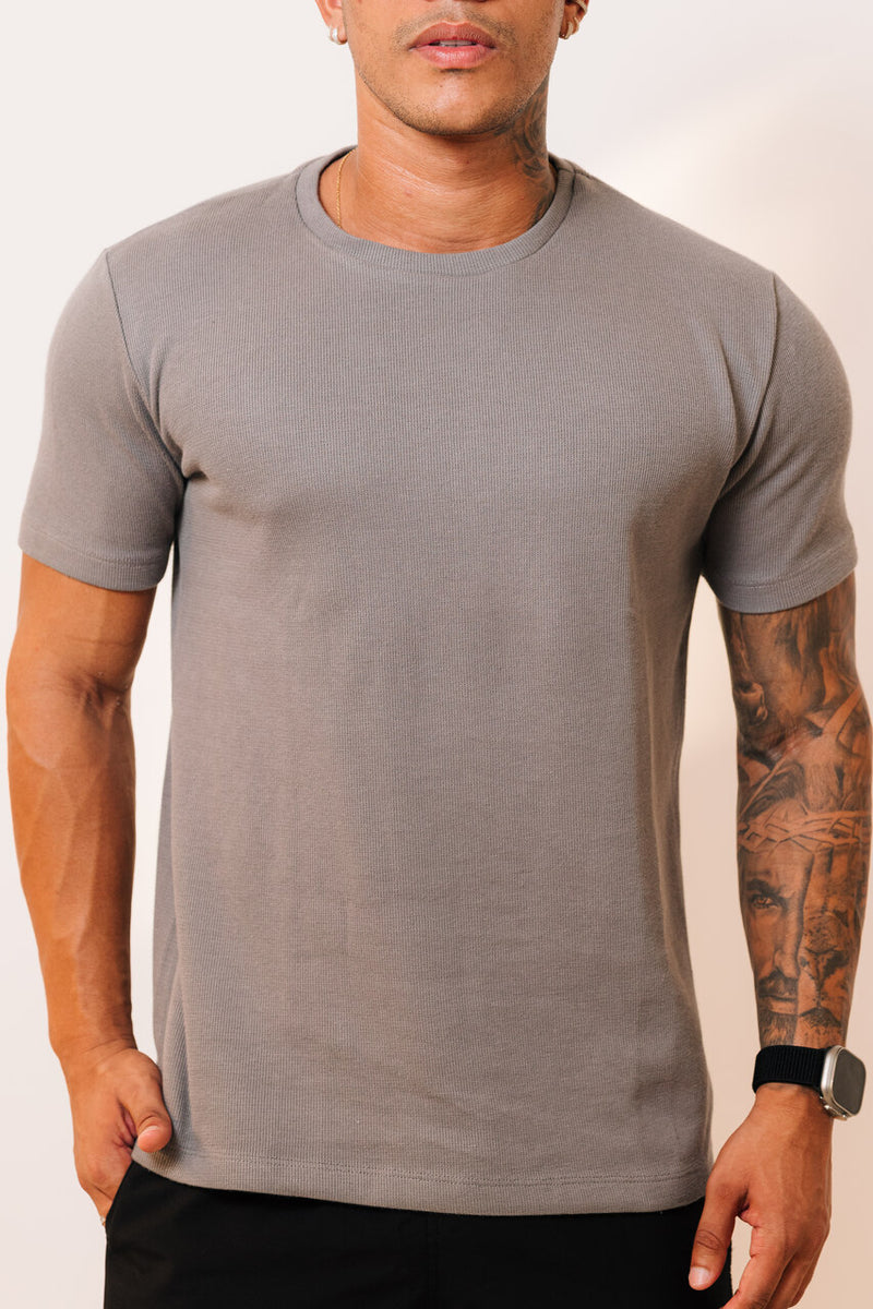 Camisa Canelada Cinza