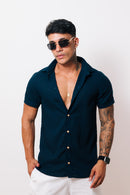 Camisa de Linho Azul Marinho