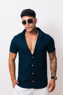 Camisa de Linho Azul Marinho