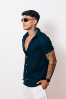 Camisa de Linho Azul Marinho
